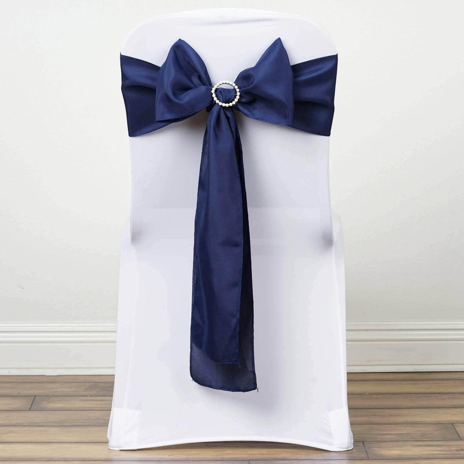 5 Pack Polyester Chair Sashes Navy Blue 6"x108"