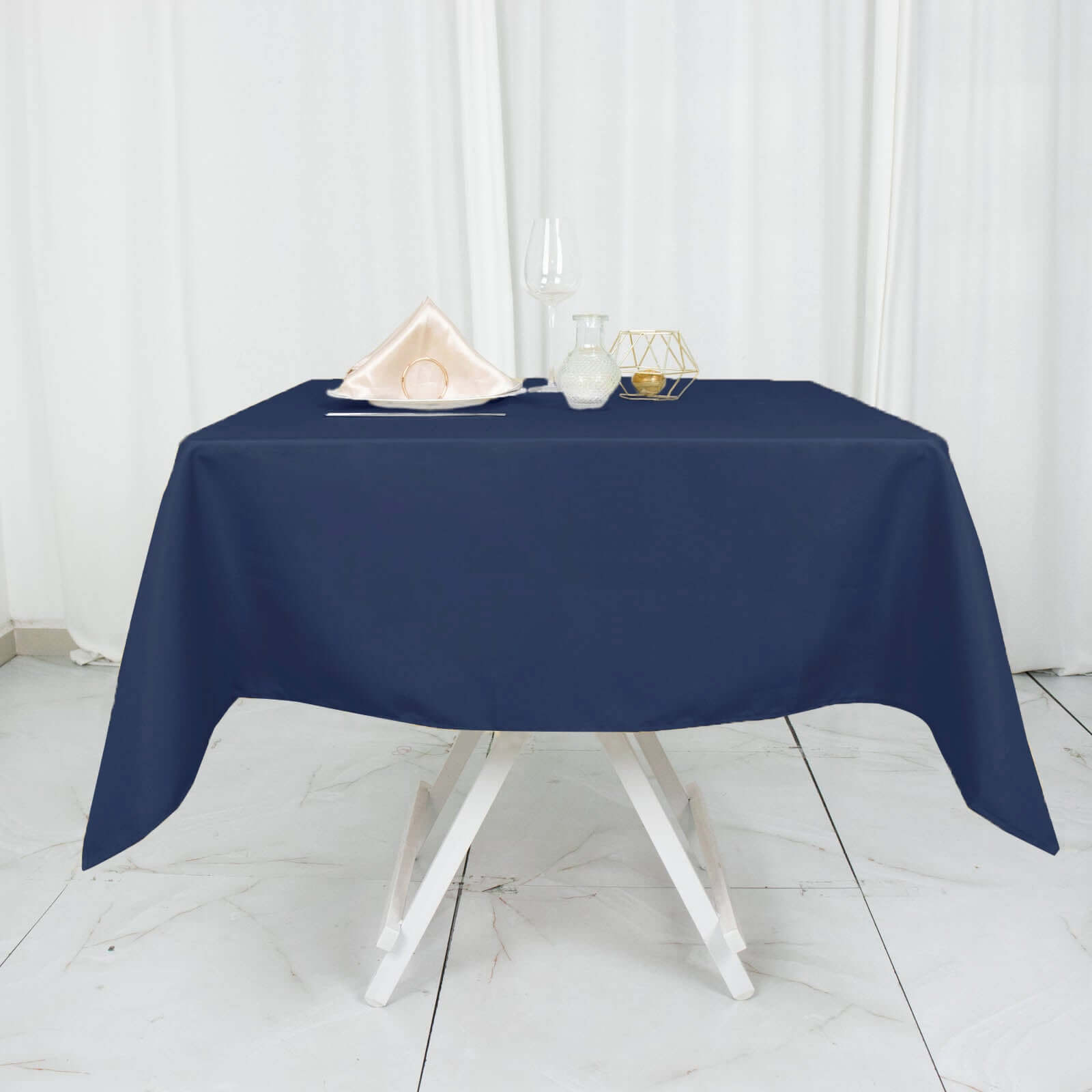 Premium Polyester 54"x54" Square Tablecloth Navy Blue - Stain and Wrinkle-Resistant 220GSM Table Cover