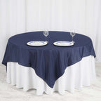 Polyester 90"x90" Table Overlay Square Tablecloth Navy Blue - Wrinkle-Resistant & Durable Table Cover