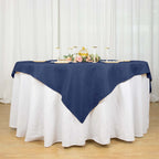 Premium Polyester 70"x70" Table Overlay Square Tablecloth Navy Blue 220GSM Wrinkle-Resistant Table Cover
