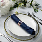 5 Pack Taffeta 20"x20" Napkins Navy Blue - Accordion Crinkle Dinner Napkins