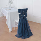 5 Pack Chiffon Chair Sashes Navy Blue - Soft & Lightweight Designer Chair Bows 22"x78"