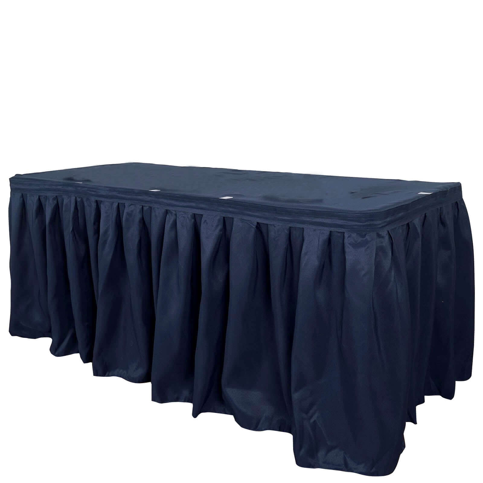 Polyester 17ft Table Skirt Navy Blue - Classic Pleated Design