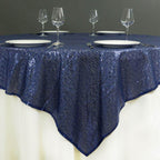 Sequin 72"x72" Table Overlay Square Tablecloth Navy Blue - Sparkly Table Cover