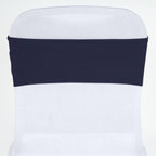 5 Pack Stretch Spandex Chair Sashes Navy Blue - Fitted Finish Two Ply Heavy Duty Chair Bands 5"x12"