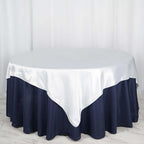 Satin 72"x72" Table Overlay Square Tablecloth White - Smooth Finish for Luxurious Events