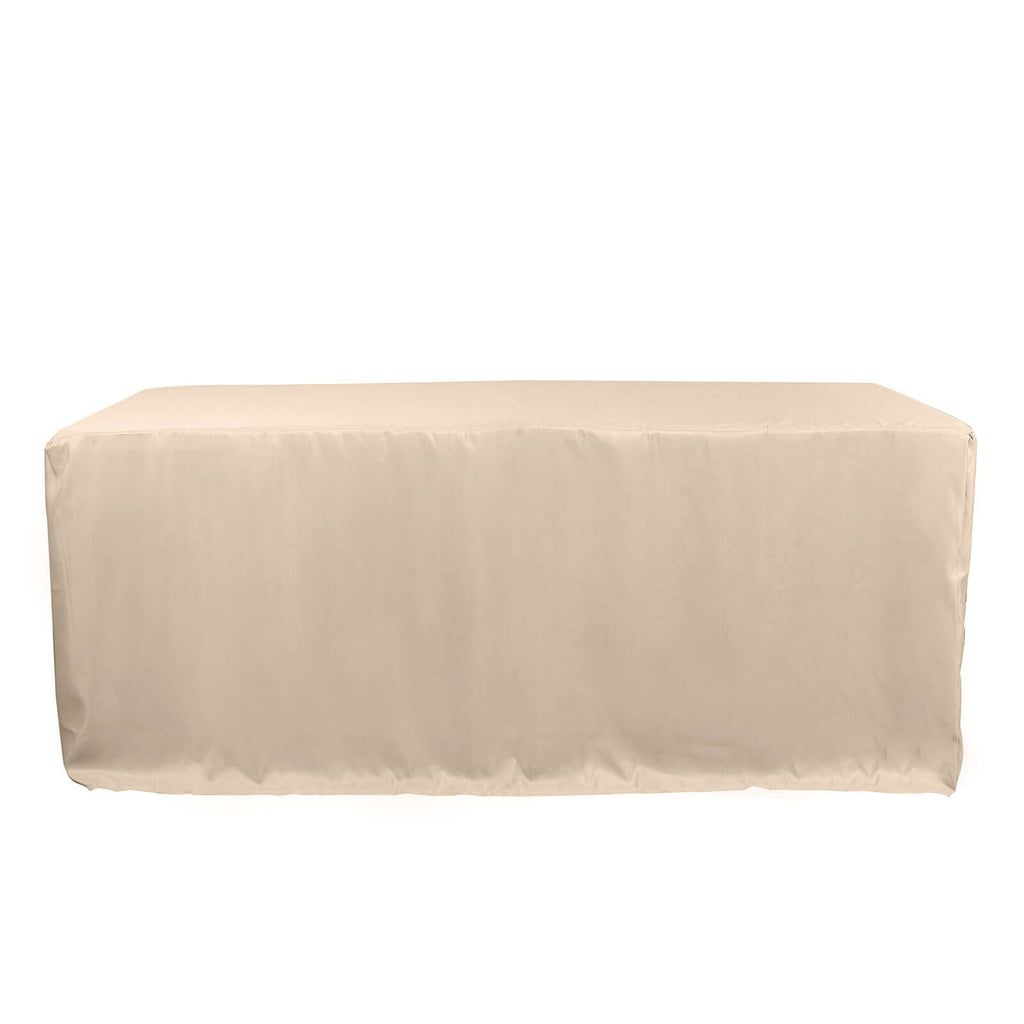 Fitted Polyester 72"x30" Rectangle Tablecloth Nude - Durable Table Cover