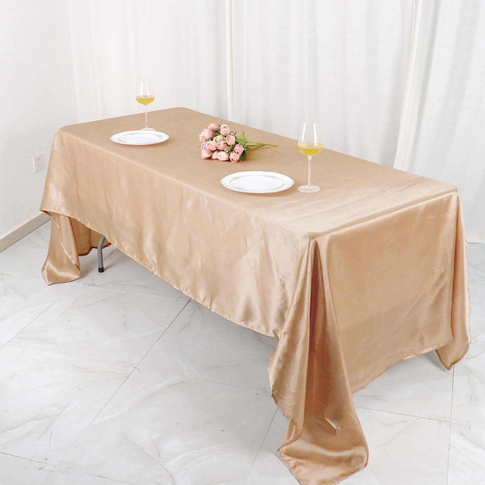 Satin Rectangular 60"x126" Tablecloth Nude - Smooth and Lustrous Table Cover