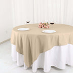 Polyester 90"x90" Table Overlay Square Tablecloth Nude - Wrinkle-Resistant & Durable Table Cover
