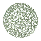 6-Pack Table Placemats Woven Fiber Design Olive Green Round - Disposable Mats for Dining and Events 15"