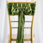 5 Pack Satin Chair Sashes Olive Green - Durable Chair Bows with Shiny Finish 6"x106"