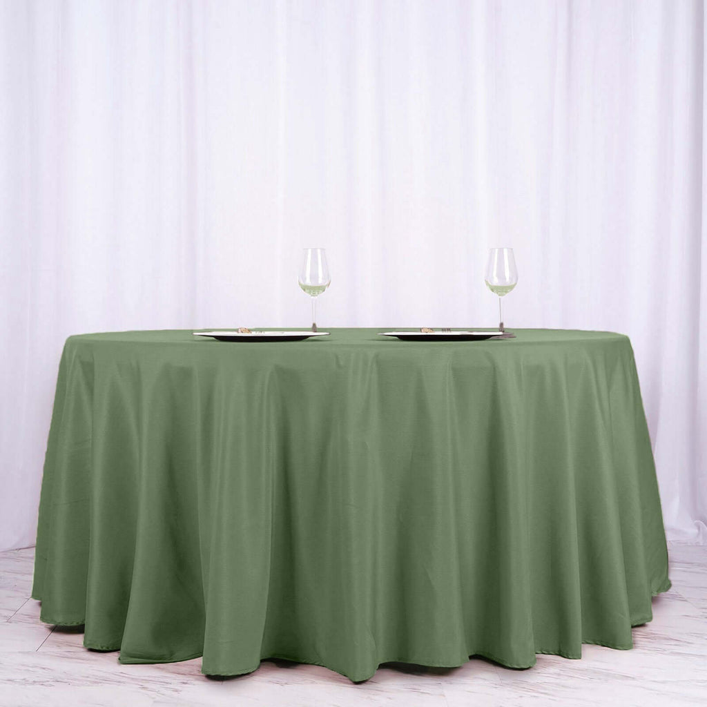 Polyester 120" Round Tablecloth Olive Green - Seamless Wrinkle-Resistant Table Cover
