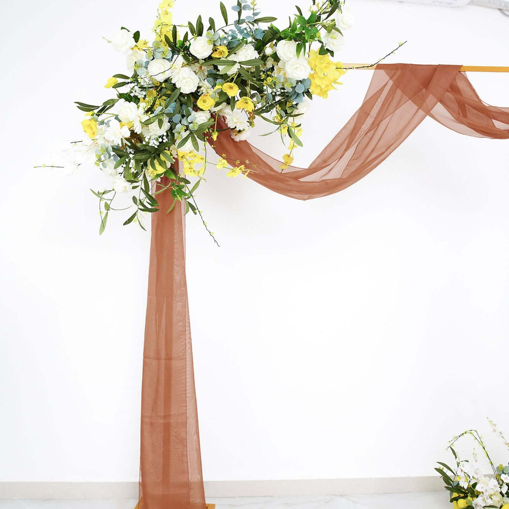 18ft Terracotta (Rust) Sheer Organza Wedding Arch Drapery Fabric, Window Scarf Valance