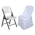 Polyester Chair Cover for Folding Lifetime Chairs White - Reusable Durable Slip-On Cover for Weddings & Gatherings