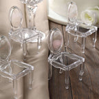 12 Pack 4" Clear Plastic Mini Ghost Chair Party Favor Gift Holders, Candy Treat Display Stands