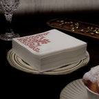 20 Pack Linen-Like Paper 5"x5" Napkins White - Rose Gold Fleur Vintage Airlaid Cocktail Napkins