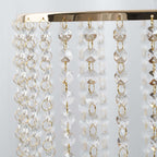 Metal Cake Stand Round Design Metallic Gold with Crystal Chains 14" Dia - Cupcake Dessert Pedestal 8" Tall