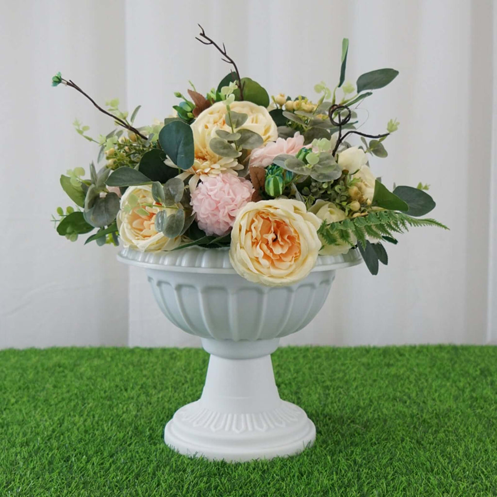 4 Pack 11" Off White Crafted All Weather Roman Inspired Pedestal Column Flower Plant Stand Pot - PVC