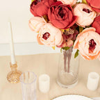 2 Pack 19" Burgundy Dusty Rose Artificial Peony Flower Wedding Bouquets, Faux Silk Flower Arrangements