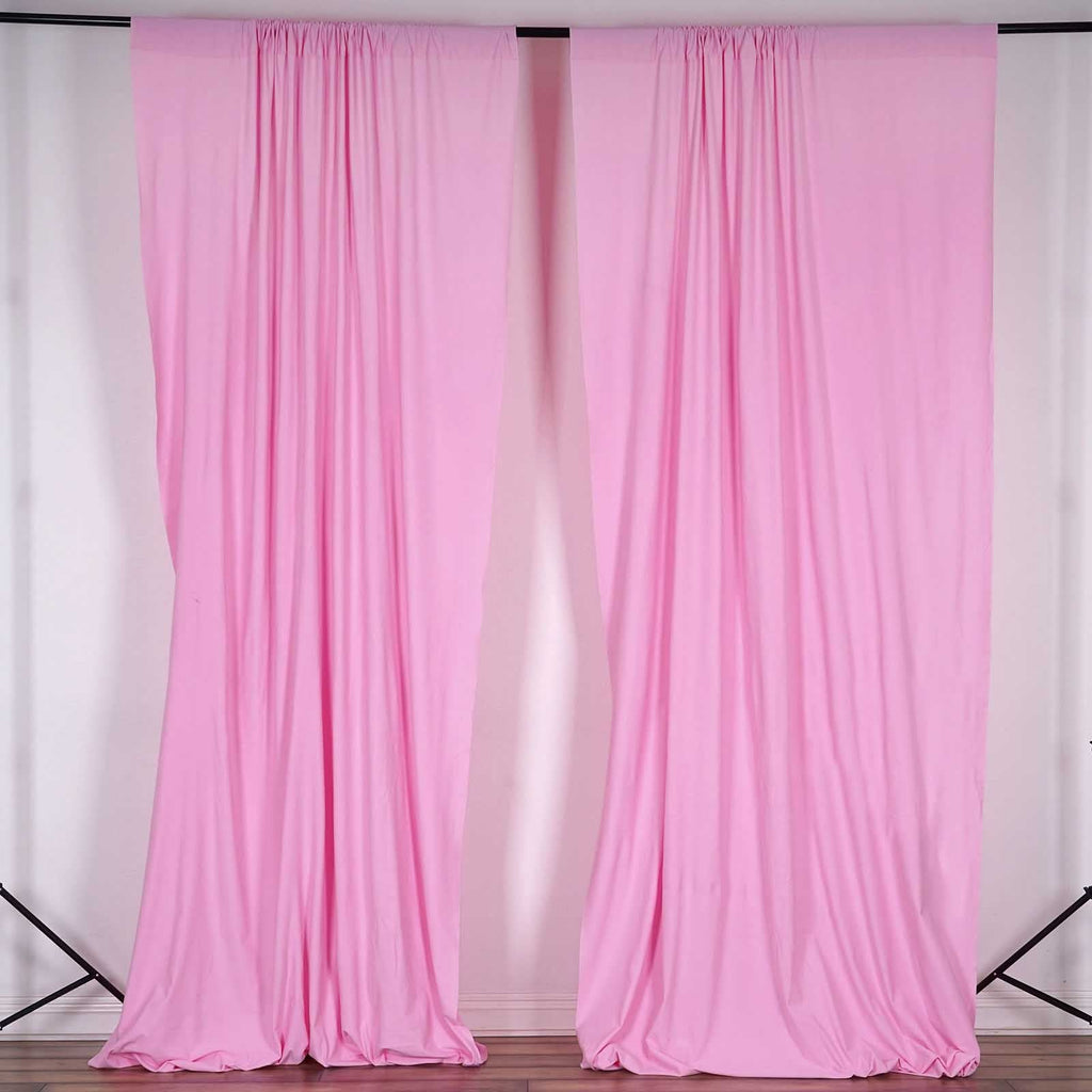 2 Pack Pink Scuba Polyester Event Curtain Drapes, Durable Flame Resistant Backdrop Event Panels Wrinkle Free with Rod Pockets - 10ftx10ft