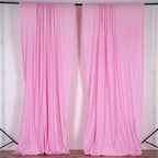 2 Pack Pink Scuba Polyester Event Curtain Drapes, Durable Flame Resistant Backdrop Event Panels Wrinkle Free with Rod Pockets - 10ftx10ft