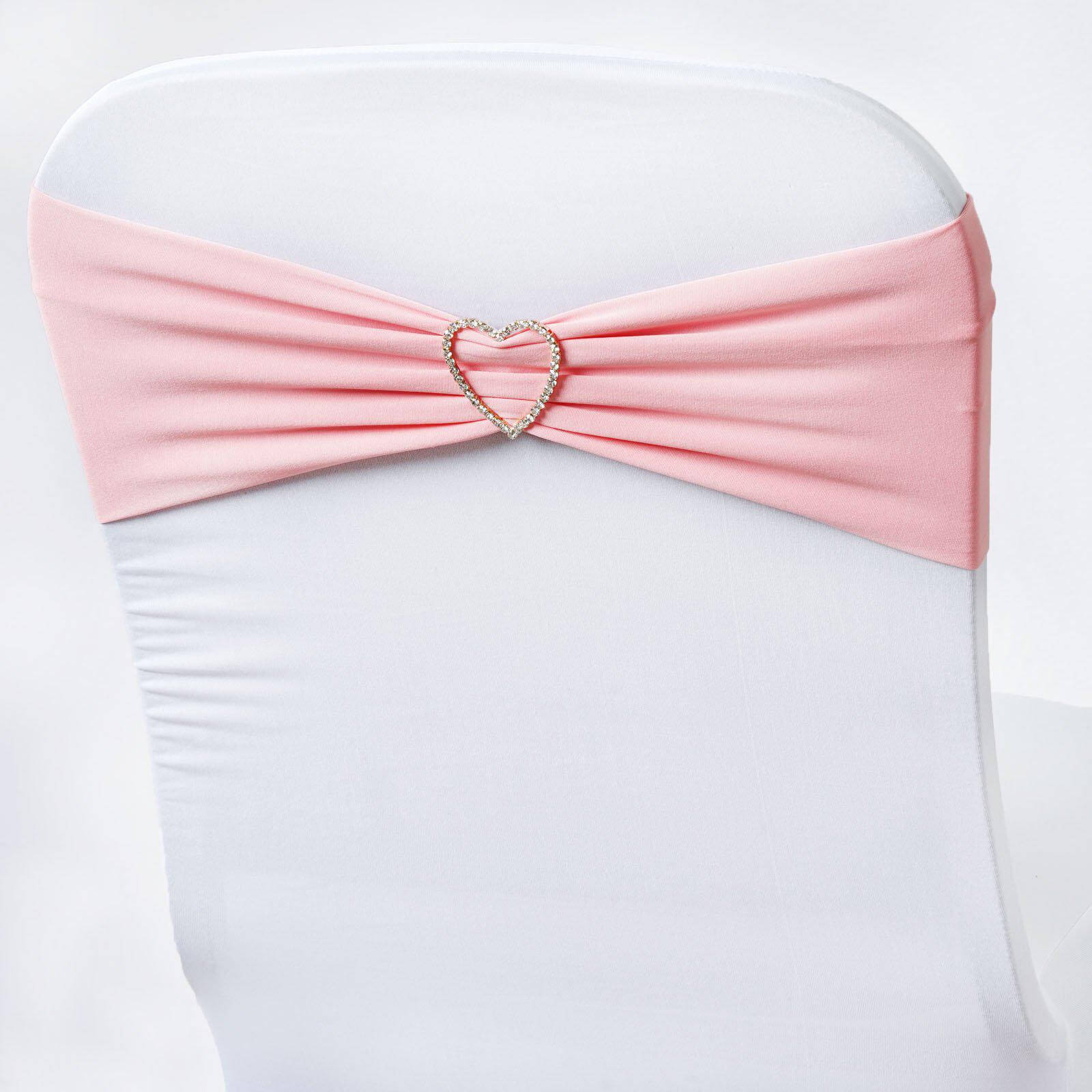 5 Pack Stretch Spandex Chair Sashes Pink - Fitted Finish Two Ply Heavy Duty Chair Bands 5"x12"