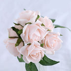 24 Roses 2" Blush Artificial Foam Flowers With Stem Wire and Leaves