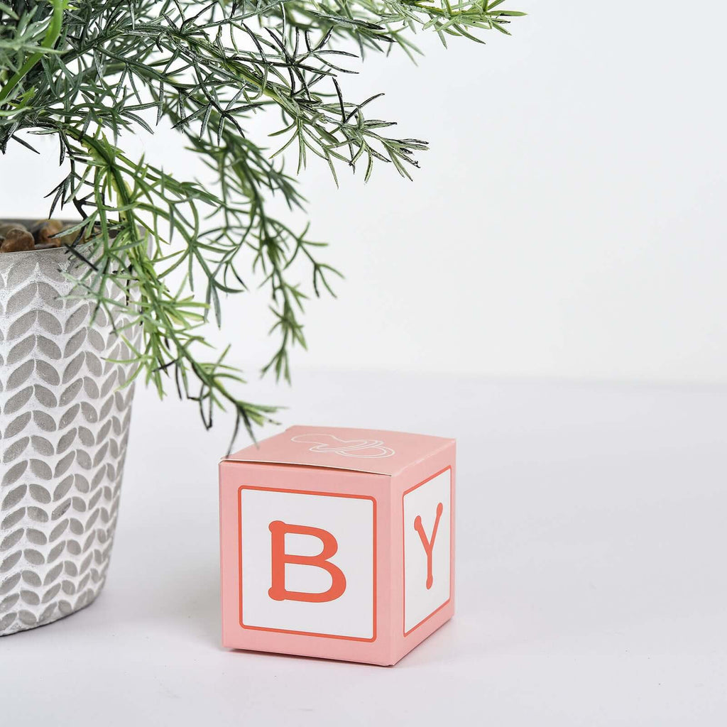 25 Pack 2" Pink Baby Shower Party Favor Candy Gift Boxes