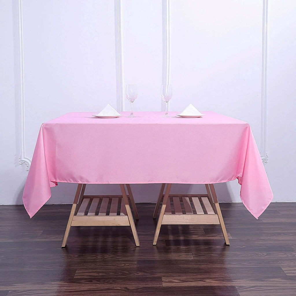 Polyester 70"x70" Table Overlay Square Tablecloth Pink - Wrinkle-Resistant & Durable Table Cover