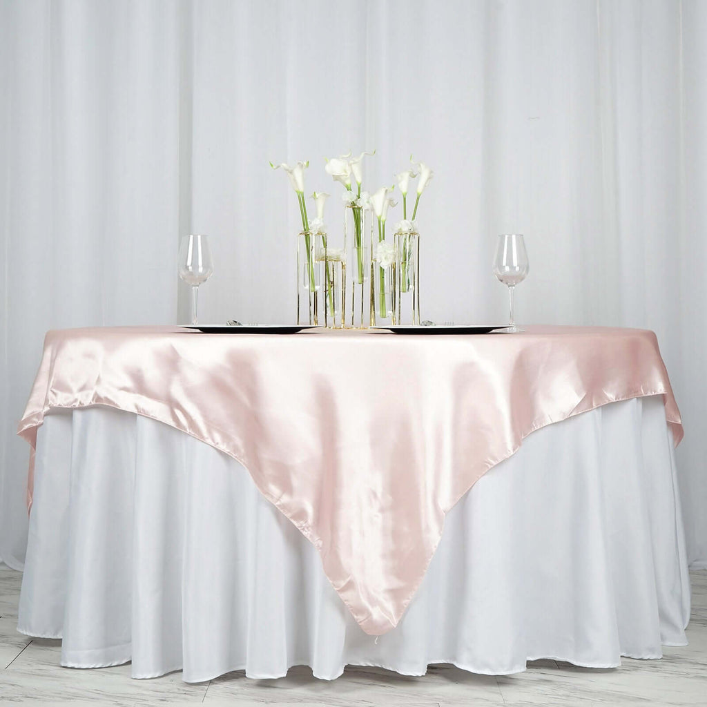 Satin 72"x72" Table Overlay Square Tablecloth Blush - Smooth Finish Table Cover