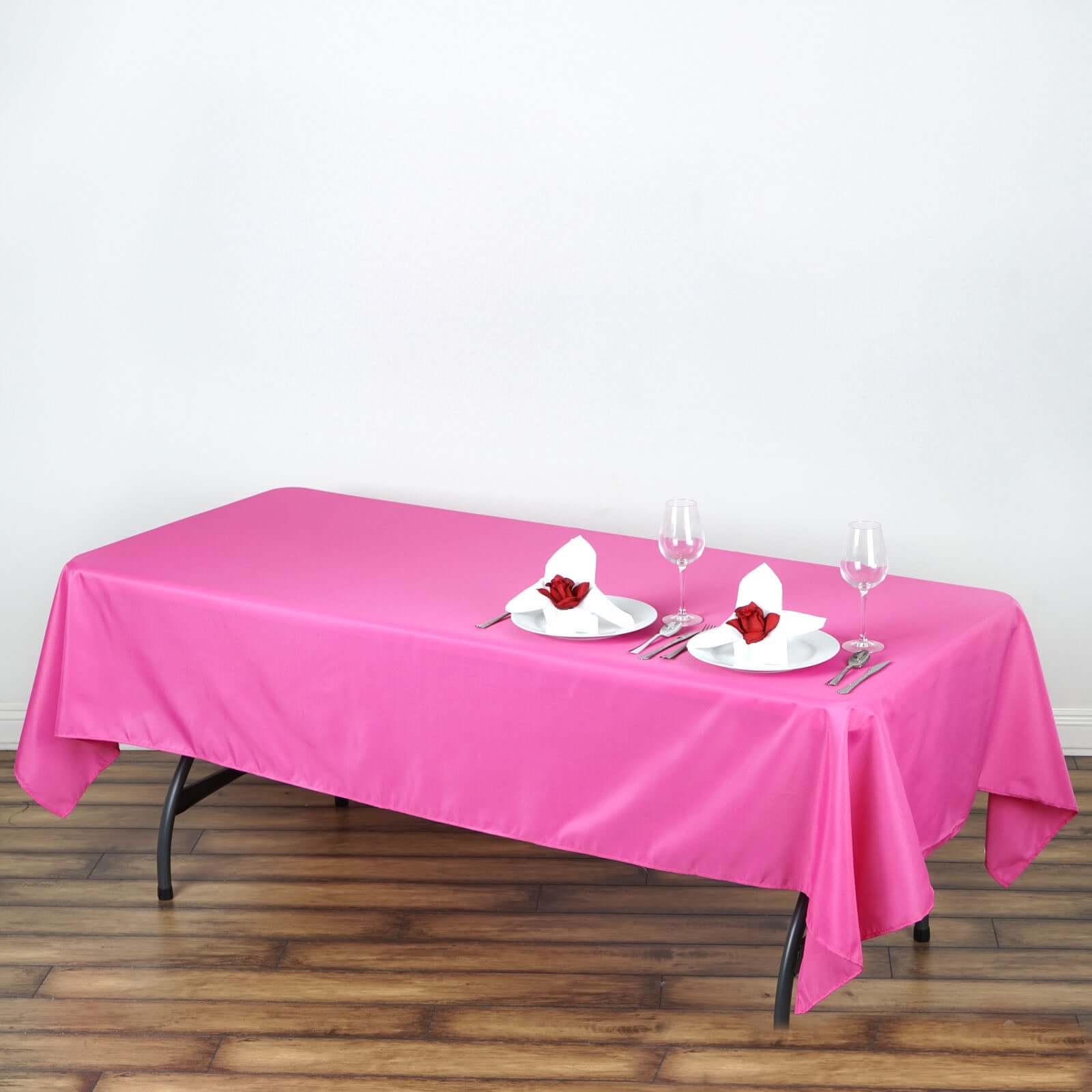 Polyester 60"x102" Rectangle Tablecloth Fuchsia - Durable and Stylish Table Cover
