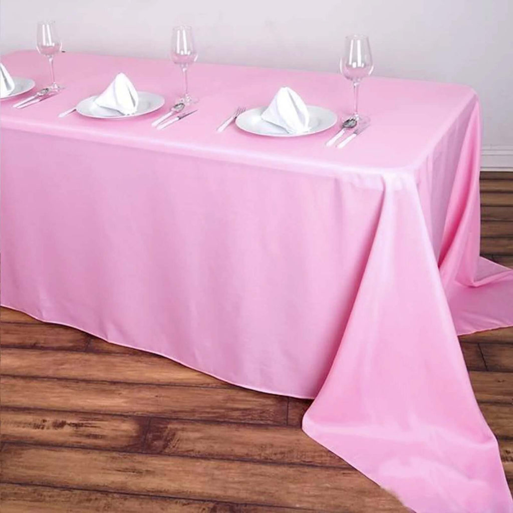 Polyester 90"x156" Rectangle Tablecloth Pink - Seamless Wrinkle-Resistant Table Cover