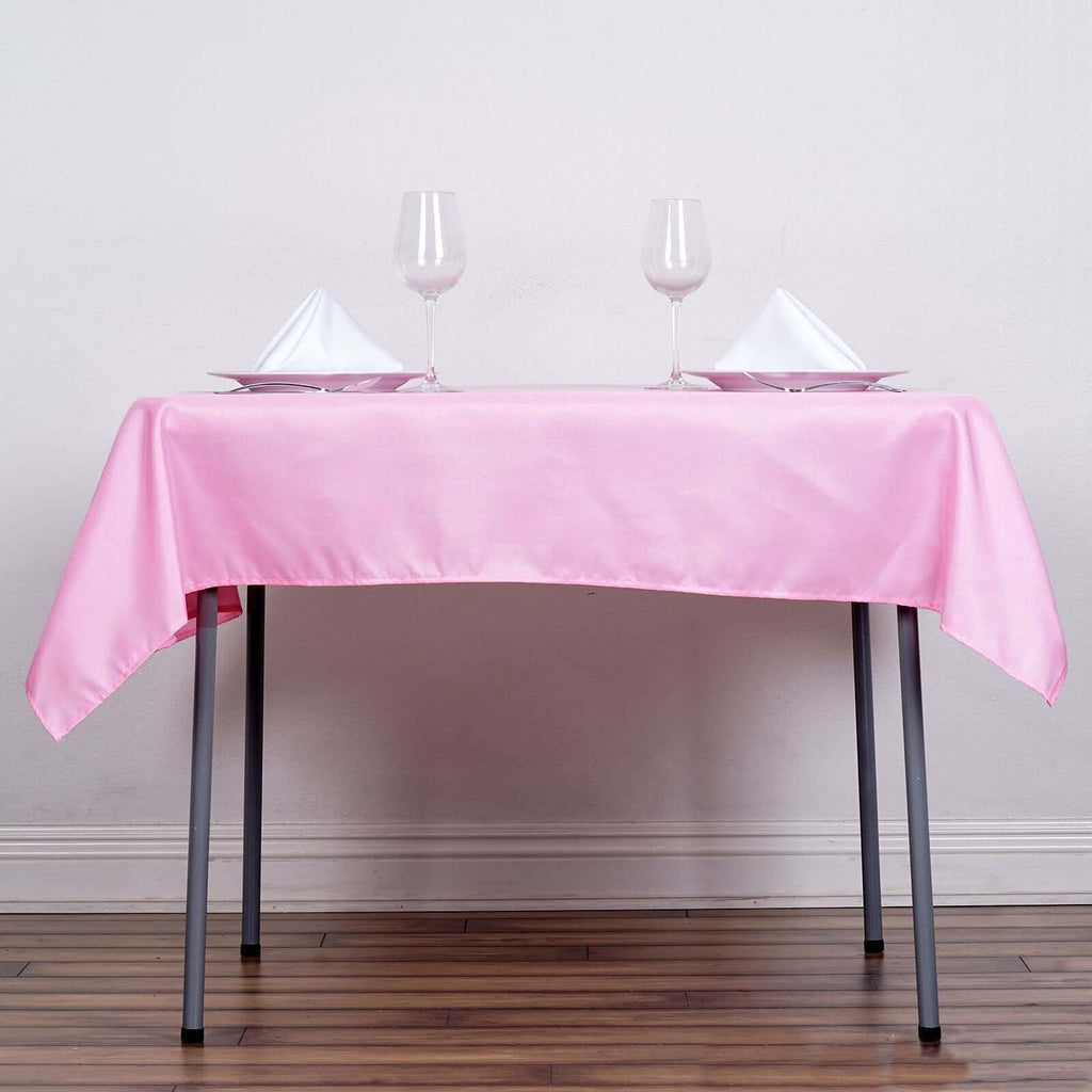 Polyester Square 54"x54" Tablecloth Pink - Wrinkle-Resistant & Durable Table Cover