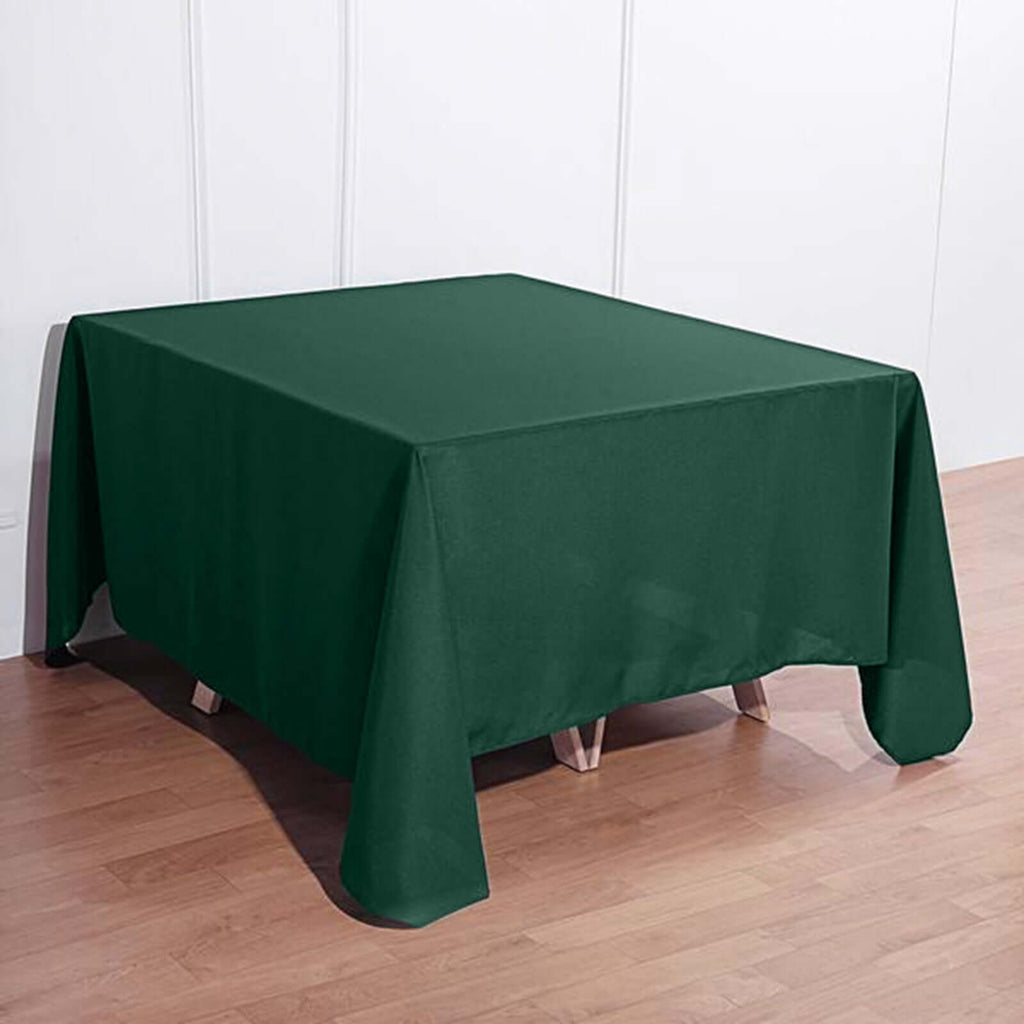 Polyester Square 90"x90" Tablecloth Hunter Emerald Green - Wrinkle-Resistant & Durable Table Cover