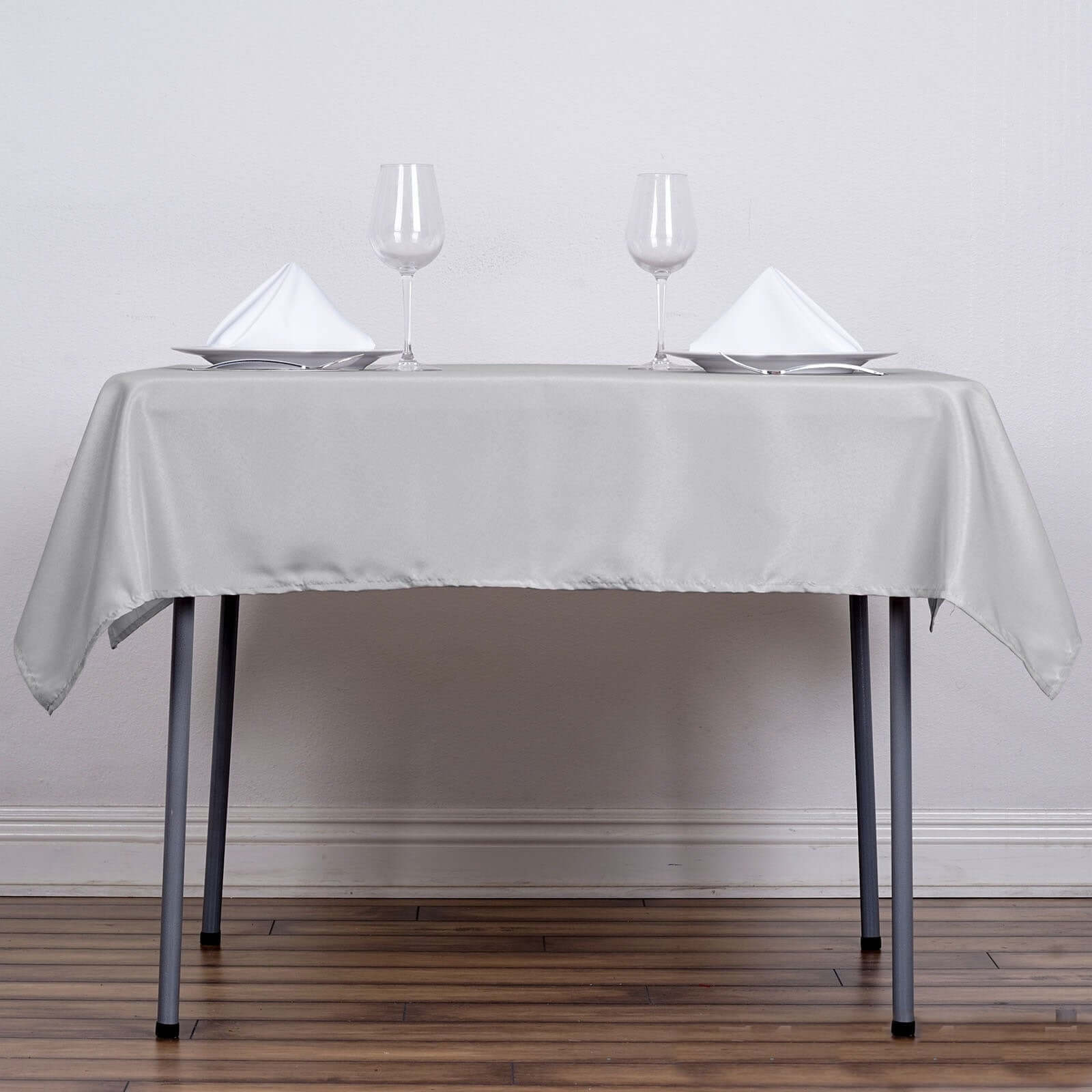 Polyester Square 54"x54" Tablecloth Silver - Wrinkle-Resistant & Durable Table Cover