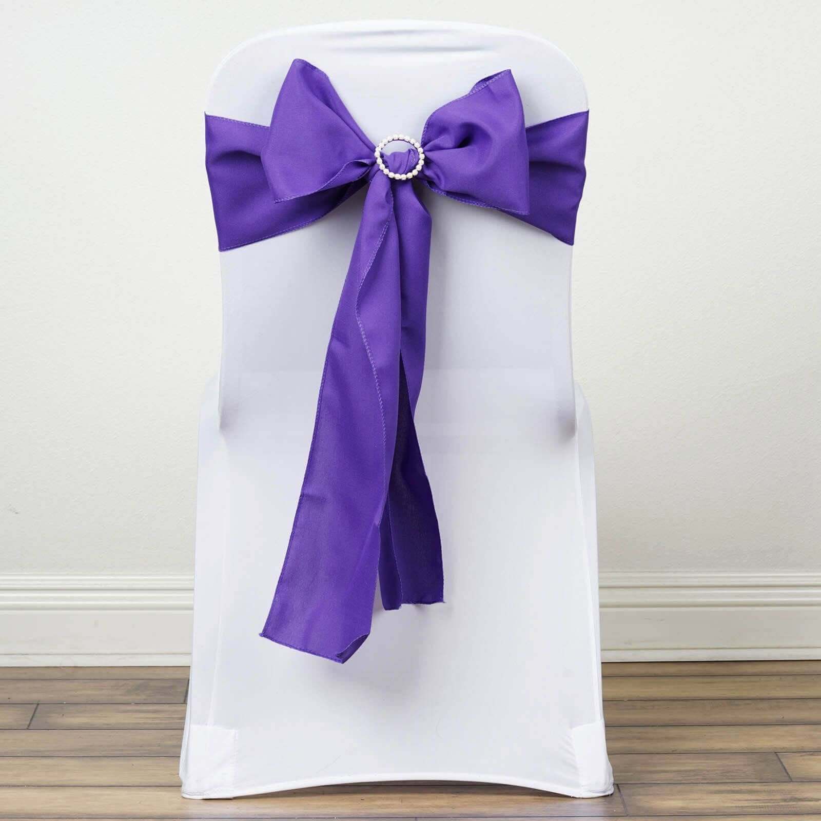 5 Pack Polyester Chair Sashes Purple 6"x108"