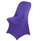Stretch Spandex Chair Cover Purple for Folding Chairs - Reusable & Wrinkle-Resistant 160GSM Fitted Slipcover