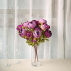 2 Pack 19" Purple Artificial Peony Flower Wedding Bouquets, Faux Silk Flower Arrangements