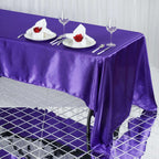 Satin Rectangular 60"x126" Tablecloth Purple - Smooth and Lustrous Table Cover