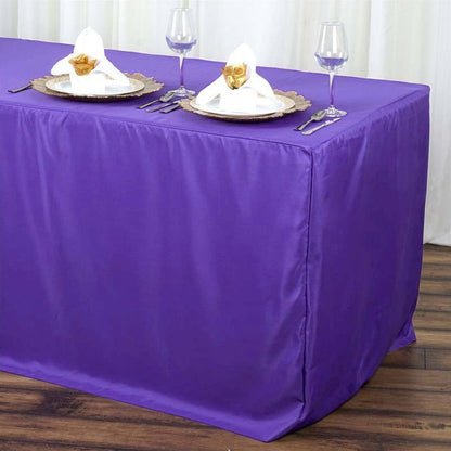 Fitted Polyester 72"x30" Rectangle Tablecloth Purple - Durable and Easy to Maintain Table Cover
