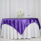 Satin 72"x72" Table Overlay Square Tablecloth Purple - Smooth Finish Table Cover