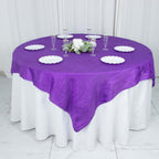 Taffeta 72"x72" Table Overlay Square Tablecloth Purple - Accordion Crinkle Table Cover