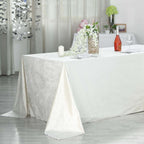 Premium Velvet 90"x156" Rectangle Tablecloth Ivory - Reusable Soft & Seamless Table Cover