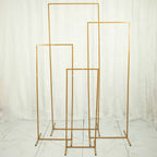 Set of 4 Gold Metal Frame Wedding Arch, Rectangular Backdrop Stand, Floral Display Frame - 3.5ft, 4.5ft, 5.5ft, 6.5ft