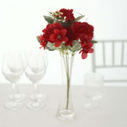 3 Pack 14" Red Artificial Silk Carnation Flower Arrangements, Faux Floral Bouquets Bushes