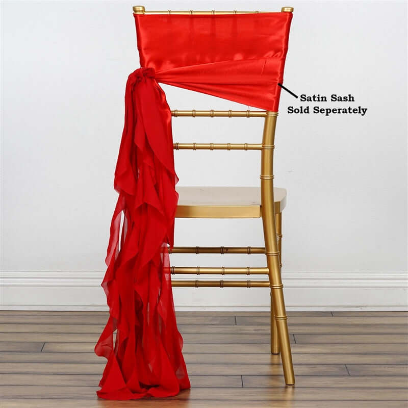 Chiffon Chair Sash with Curly Design Red - Stylish Chair Decorations