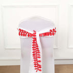 Taffeta Ribbon Sash with 4" Leaf Petal Design Red 50ft - Sophisticated Artificial Fabric Garland
