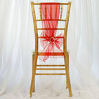 5 Pack Organza Chair Sashes Red - Reusable Sheer Chair Bows 6"x108"