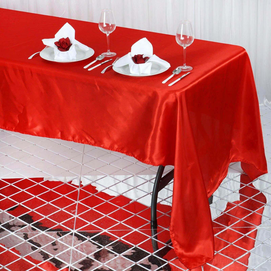 Satin Rectangular 60"x126" Tablecloth Red - Smooth and Lustrous Table Cover