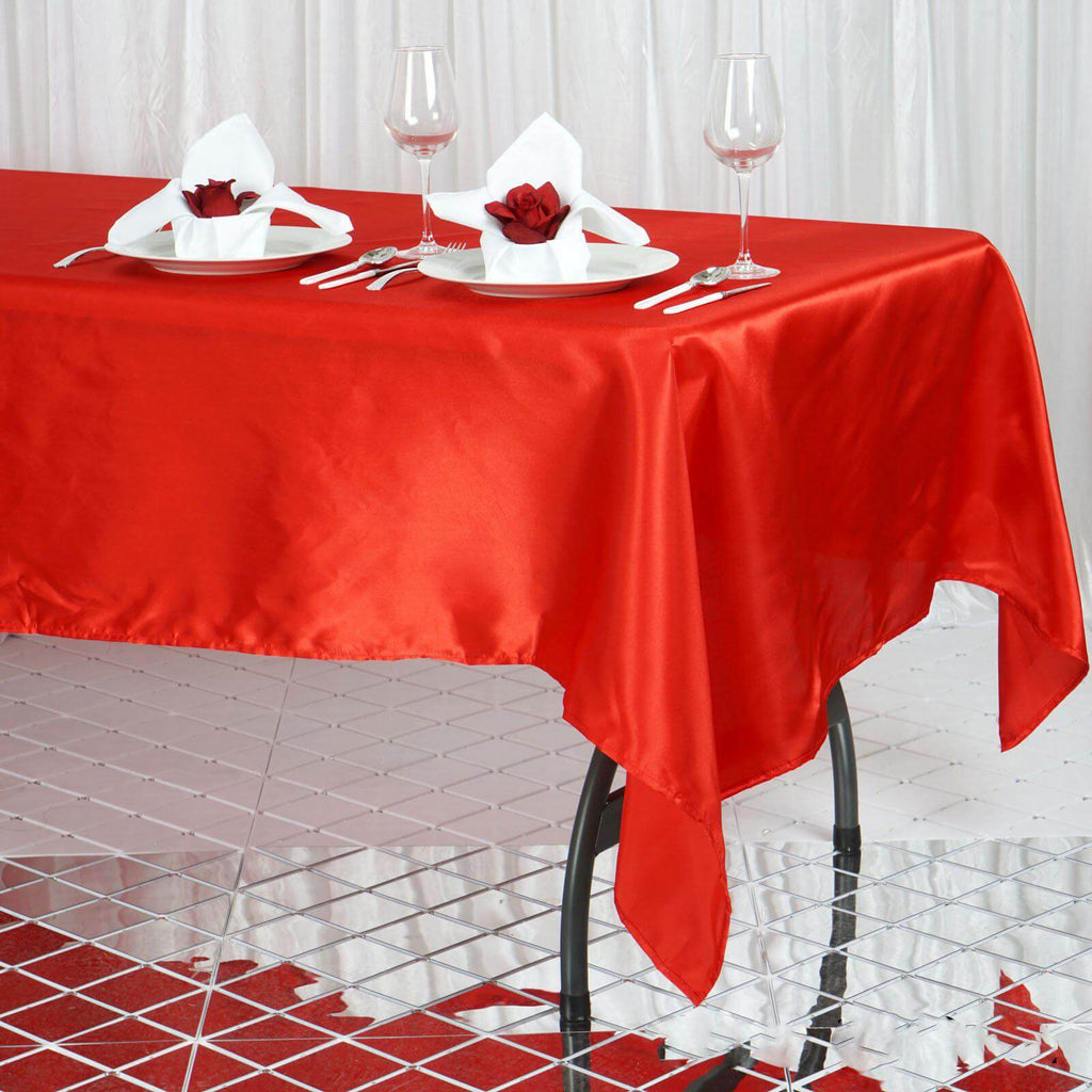 Satin Rectangular 60"x102" Tablecloth Red - Smooth and Lustrous Table Cover
